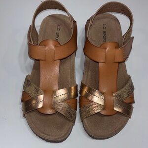 LC Lauren Conrad Tan and Metallic Sandals